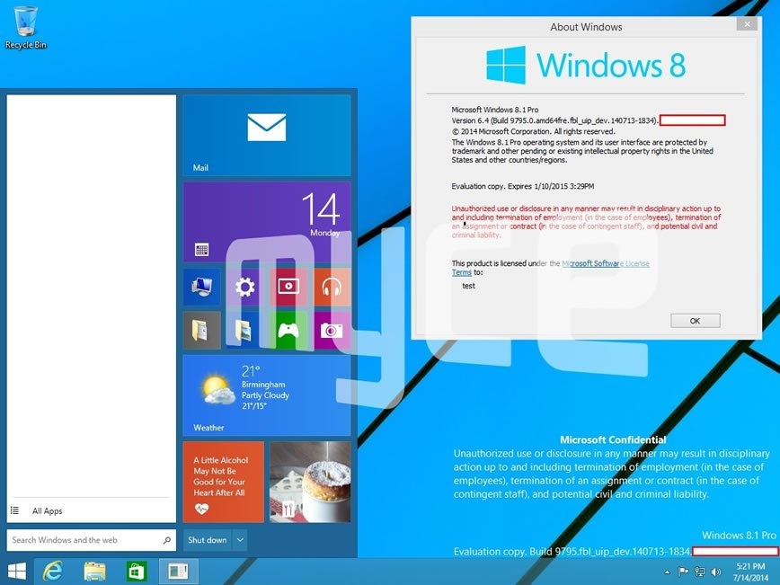 Windows Threshold build 9795 screenshots leak with Start Menu and more