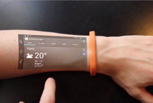 这个智能手环可以把你的手臂变成手机屏
