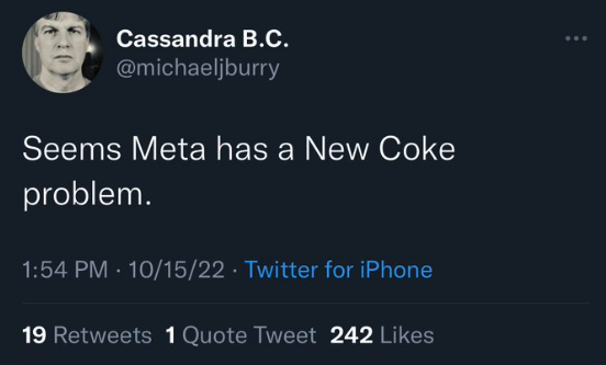 贝里称Meta遇到了‘新可乐’问题